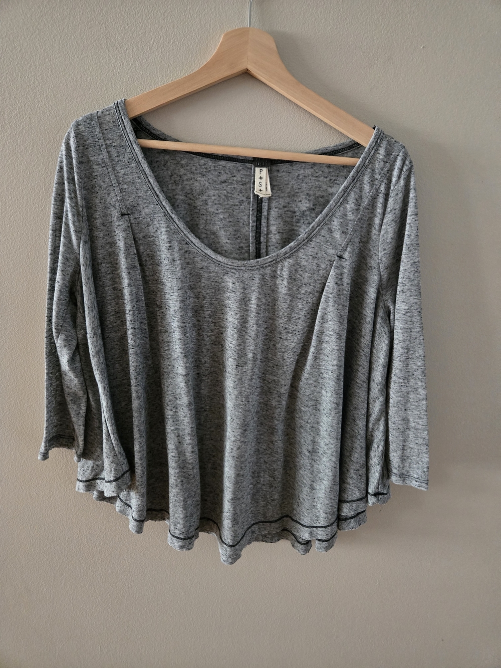 Free People "We The Free" Heathered Gray Swing Top Size Small Bohemian